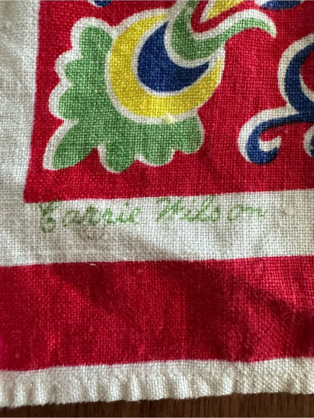 Vintage Carrie Wilson Linen Tea Towel Kaka Swedish Crown Cake Recipe MCM